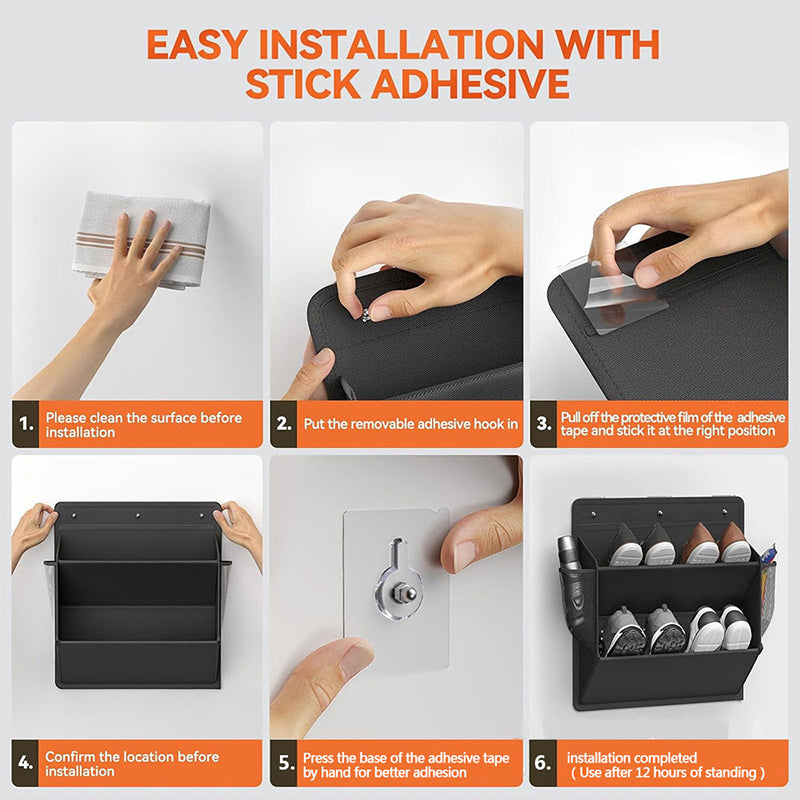 RV shoe storage (adhesive), over-door rack with deep pockets – for motorhomes, narrow wardrobes, 1 piece