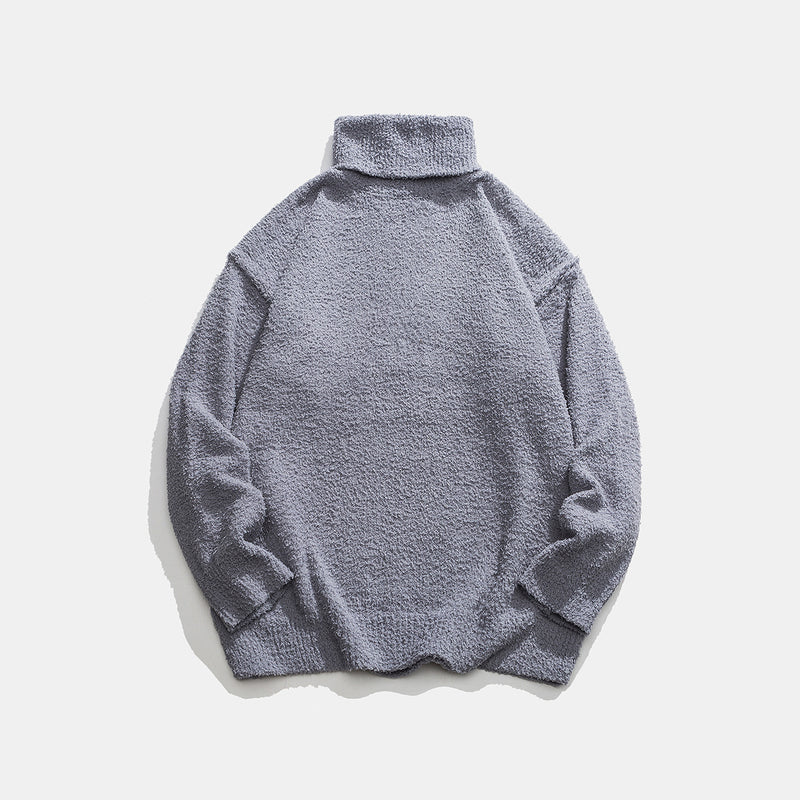 Solid color reversible high neck sweater knitted sweater for men and women