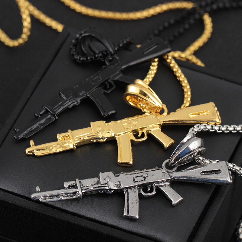Tactical Gun Pendant Necklace for Men