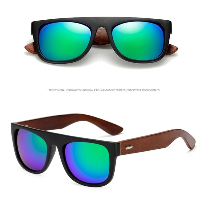 Bamboo Wooden Arms Sunglasses Men Women Black Sunglass Male UV400