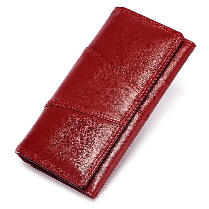 New Leather Ladies Wallet Retro Mobile Coin Clutch RFID Anti-theft Brush Ladies Long Wallet