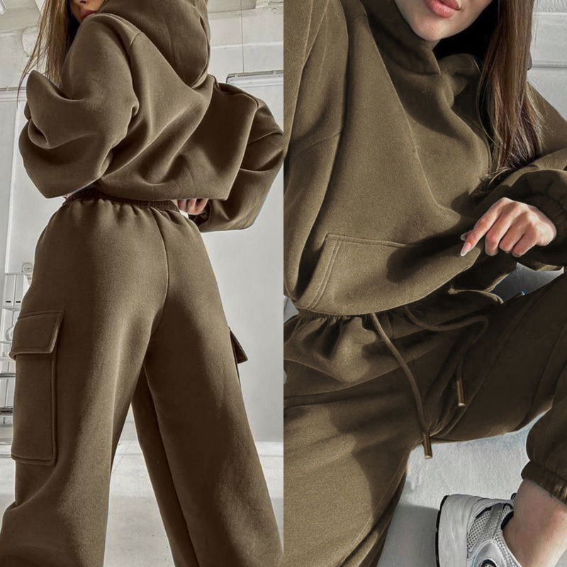 Fashion Sporty Casual Hoodie Set for Women Autumn Winter Wear