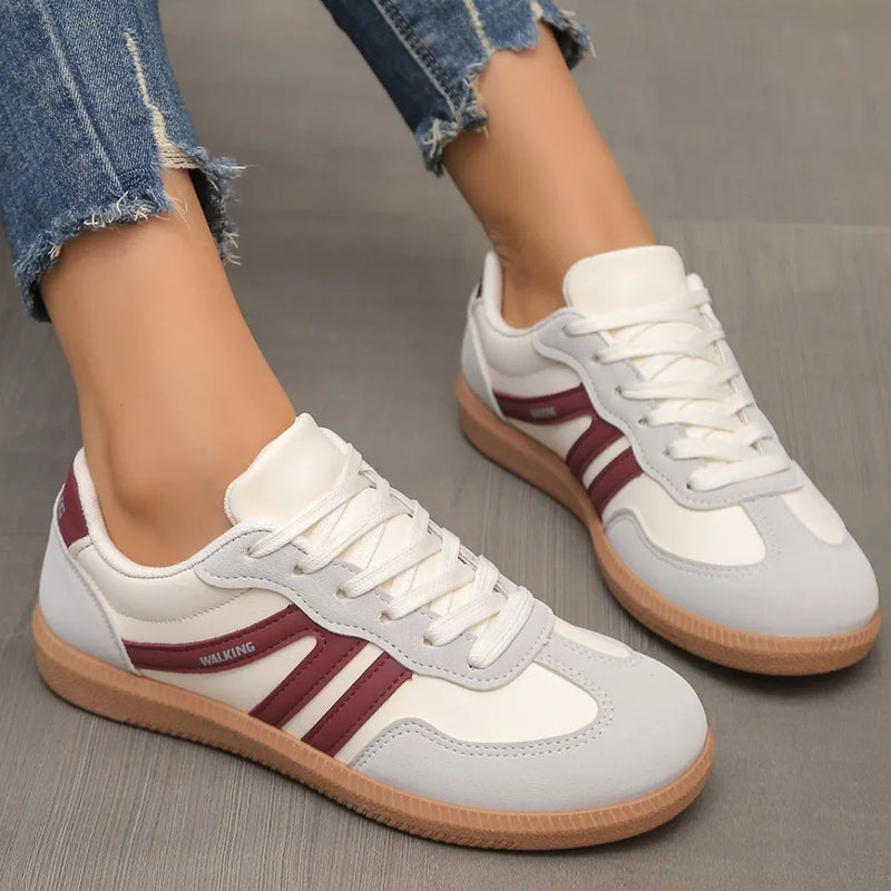 Contrast Lace Up Round Toe Sneakers