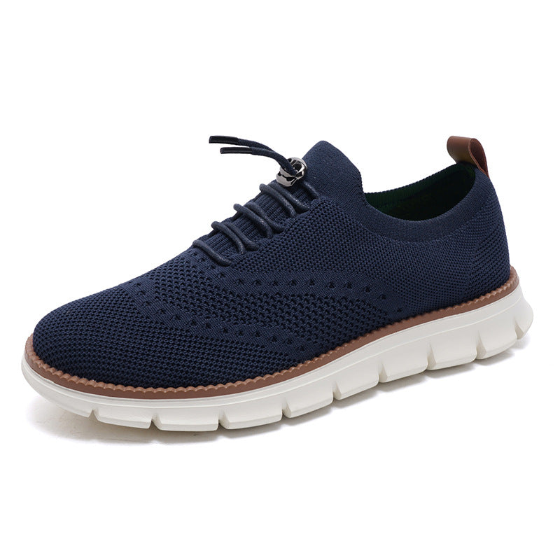 Lightweight lace up casual men's shoes breathable fly woven men's size