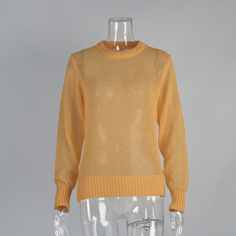 Knitted base semi transparent sweater for women