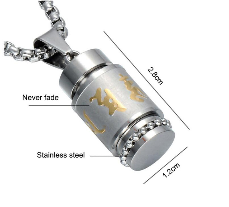 Rotating Mantra Pendant Necklace