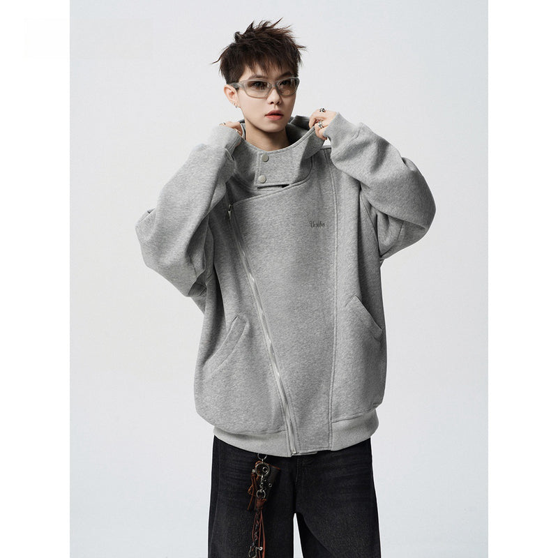 Retro double zipper hoodie jacket for men and women in spring and autumn