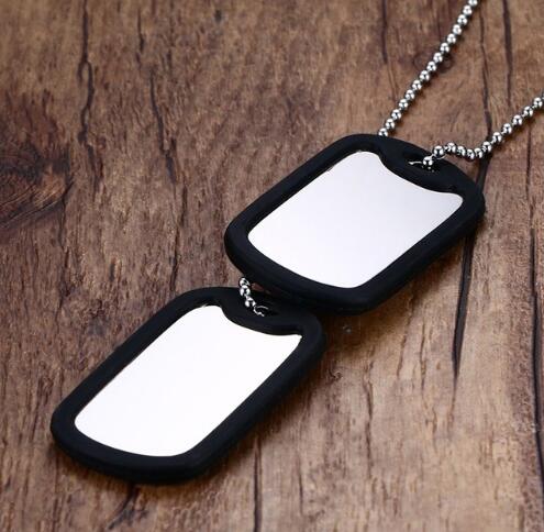 VNOX Double Dog Tag Necklace Pendant Men Jewelry