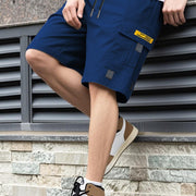 Men’s dark blue casual cargo shorts with relaxed fit