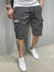 Dark gray casual cargo shorts with loose fit design