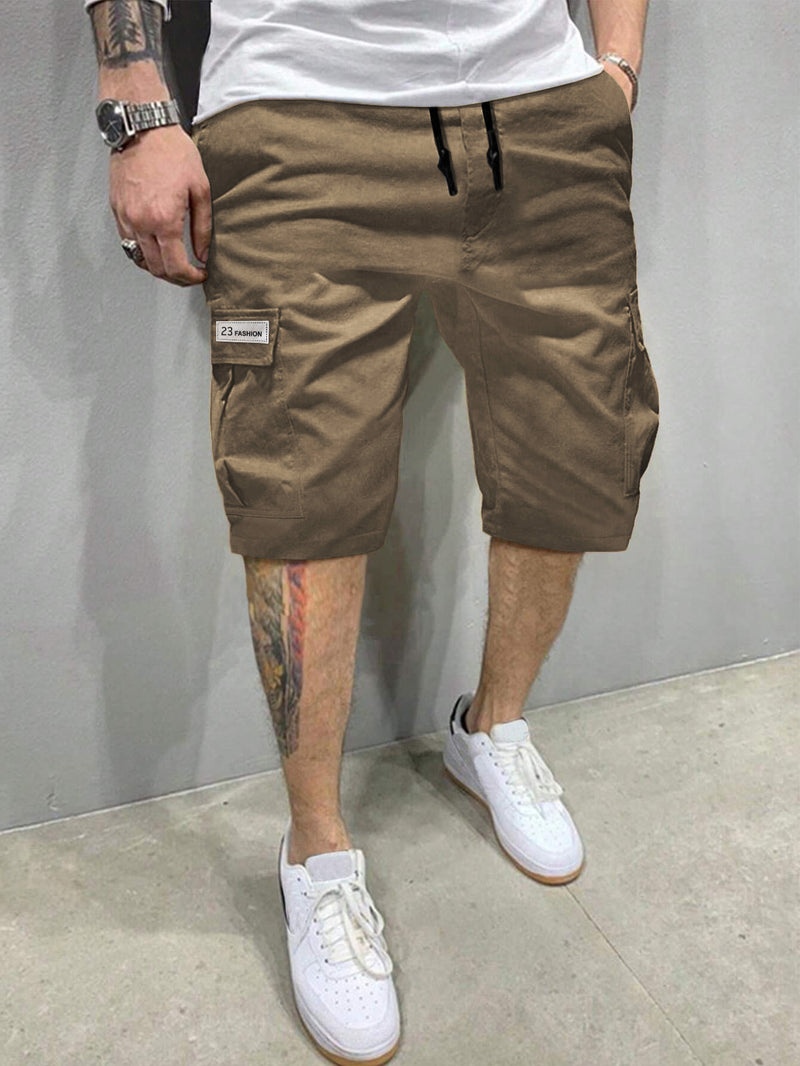 Dark khaki casual cargo shorts for men summer fashion