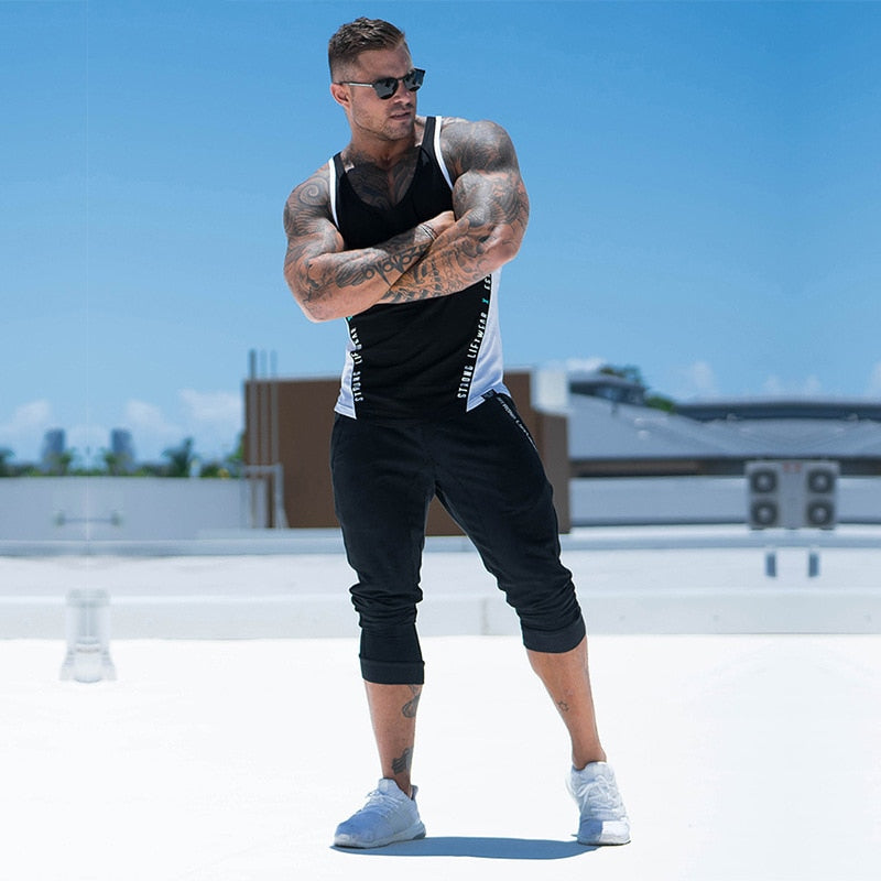 Men’s Sleeveless Cotton Tank Top – Fitness Gym Wear