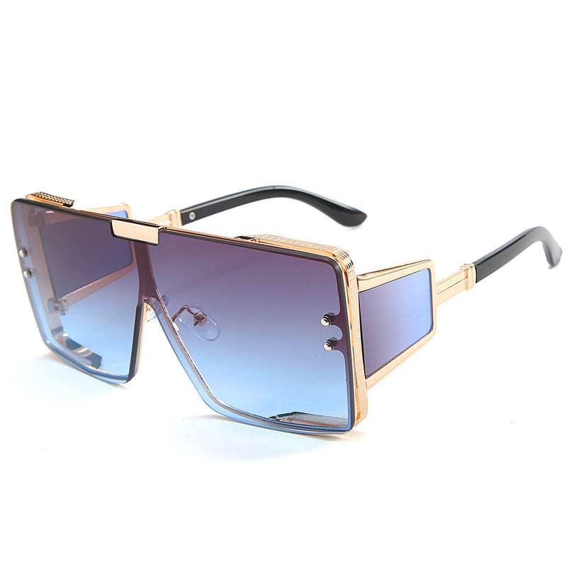 Flat-Top Oversized Sunglasses – Vintage Square Frame (UV400 Unisex)