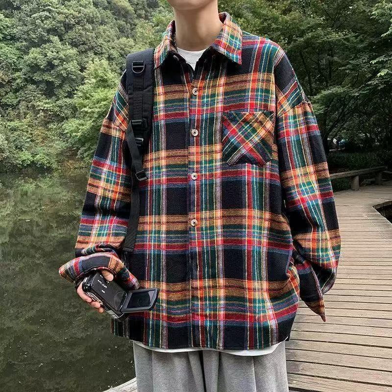 Retro long sleeved shirt jacket for men in summer