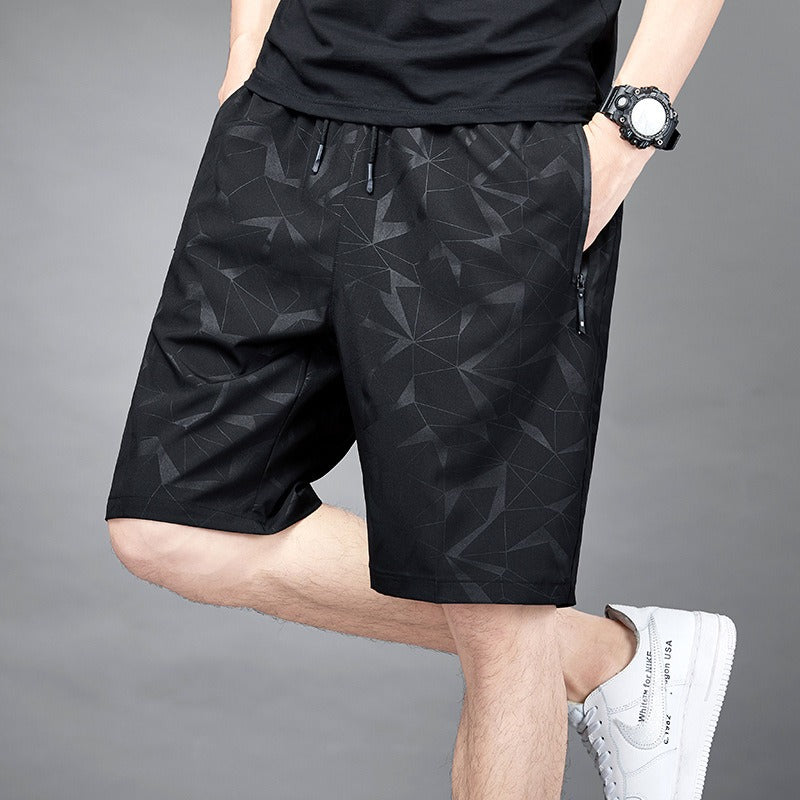 Men’s Ice Silk Quick-Dry Elastic Shorts – Lightweight Summer Sportswear