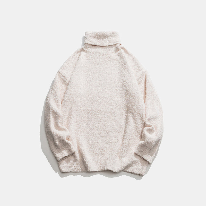 Solid color reversible high neck sweater knitted sweater for men and women