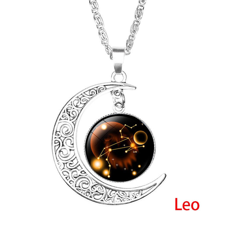 Zodiac Necklace with Glass Cabochon