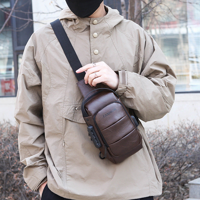 Men's Crossbody Chest Bag with USB Charging