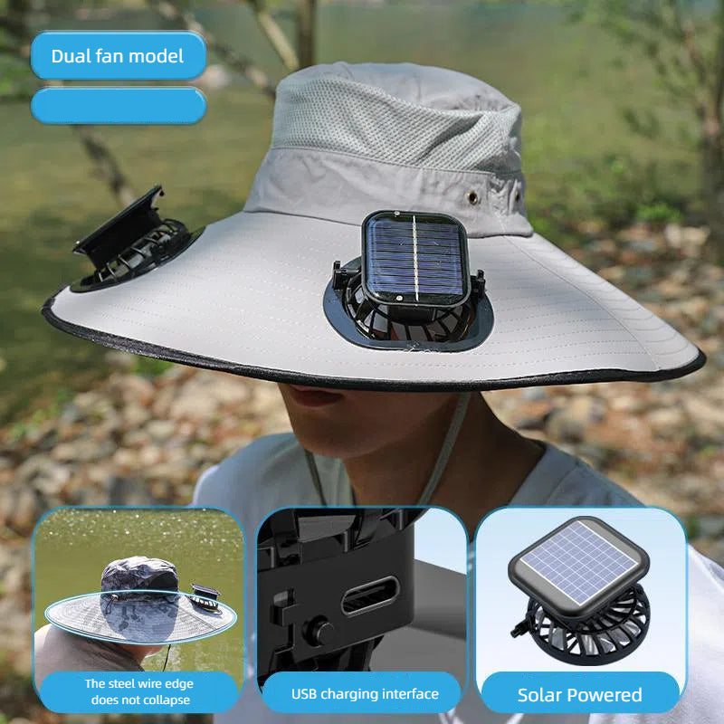 Solar Fan Fishing Hat – UV Protection Outdoor Cap