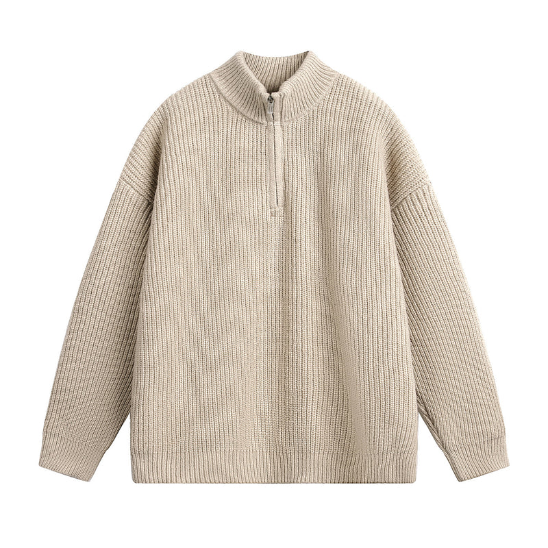 Half zip stand up collar sweater for men