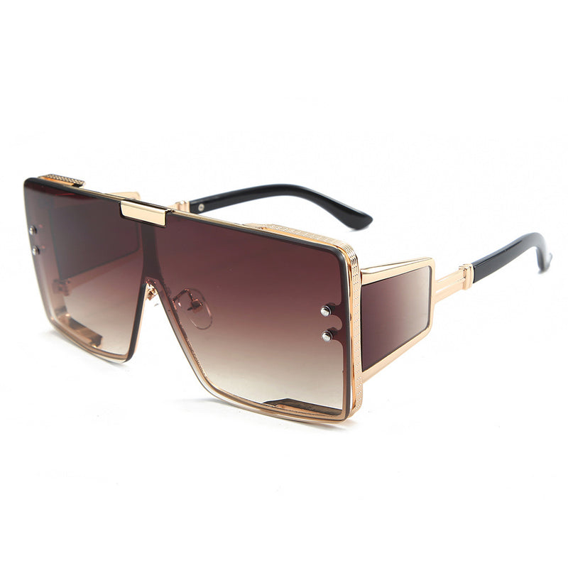 Flat-Top Oversized Sunglasses – Vintage Square Frame (UV400 Unisex)