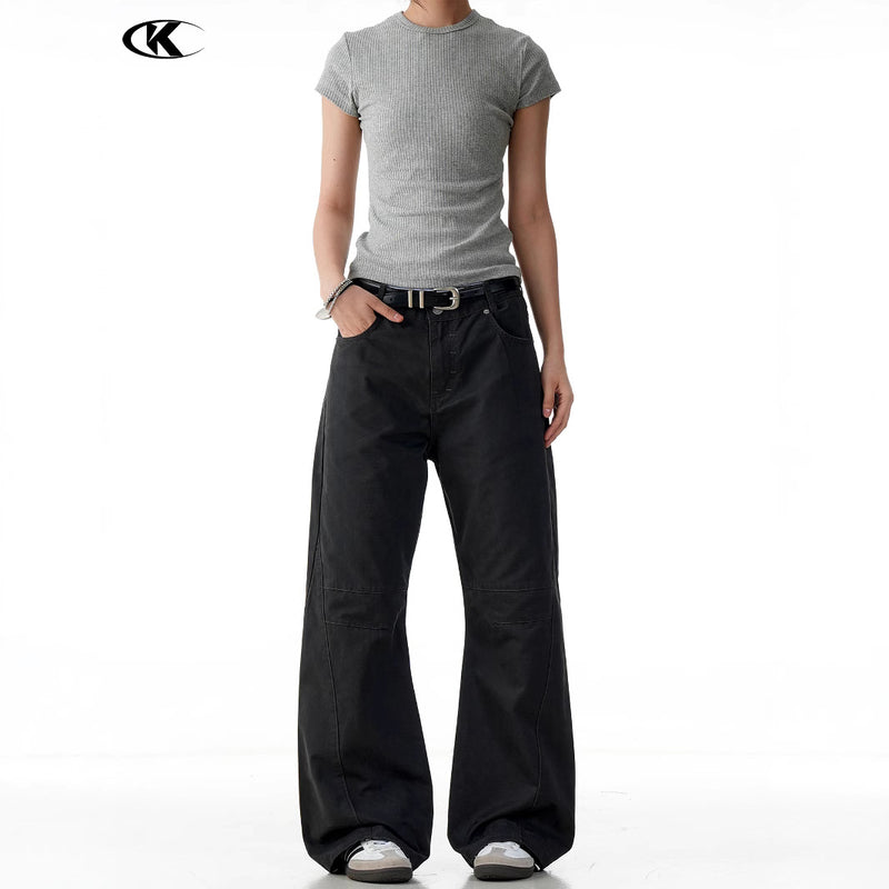 Carbon Grey Flared Denim Pants for Men and Women