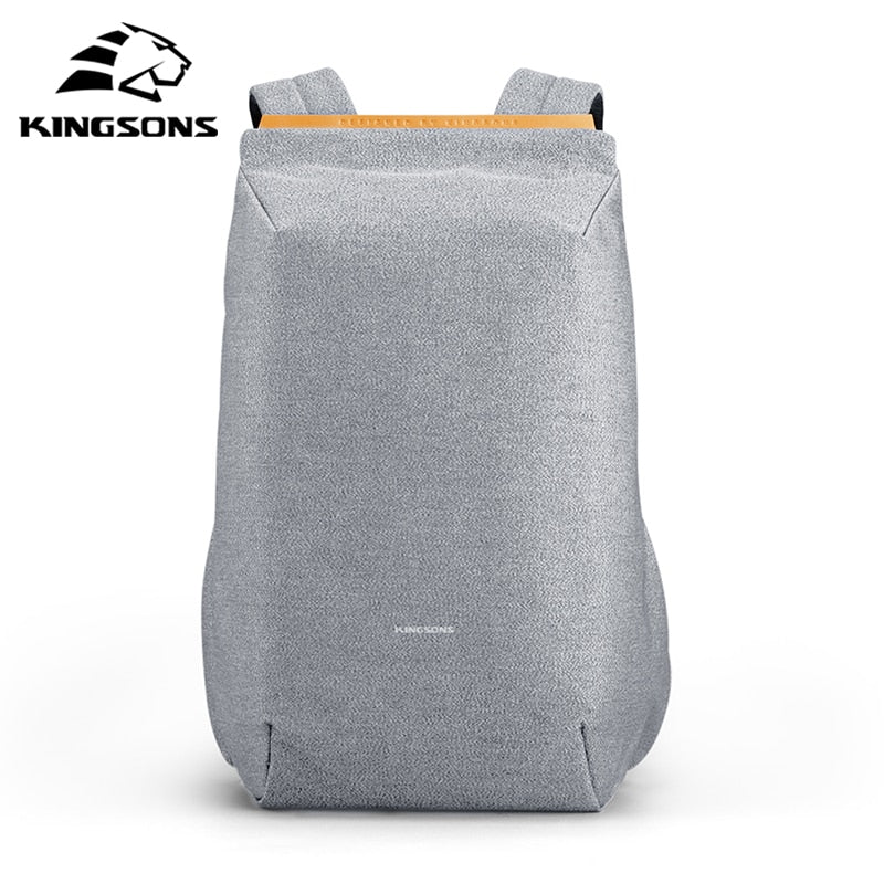 Light gray Kingsons minimalist backpack featuring soft textured fabric and clean front silhouette.