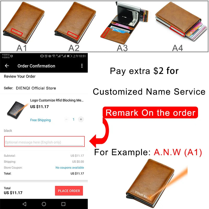 Men’s Carbon Fiber Leather Wallet – Slim Money Clip Design