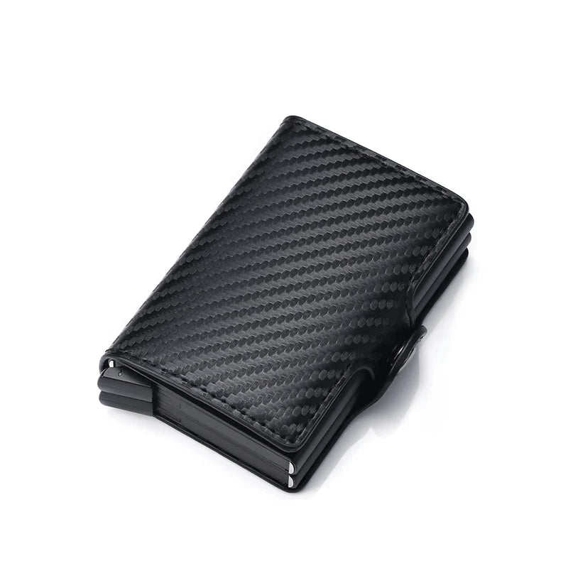 Men’s Carbon Fiber Leather Wallet – Slim Money Clip Design