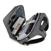 Interior of the anti-theft laptop backpack showing padded laptop sleeve, tablet compartment, and organized multi-pockets for daily essentials.