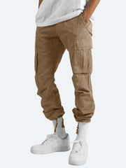 Khaki loose fit cargo jogger pants for men