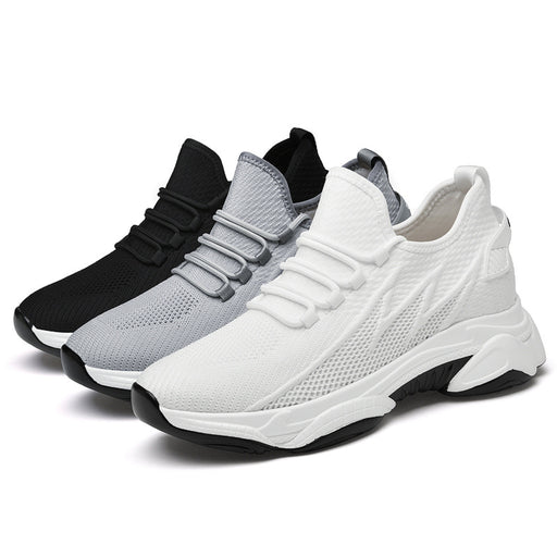 Men’s breathable mesh sneakers in black gray and white color options