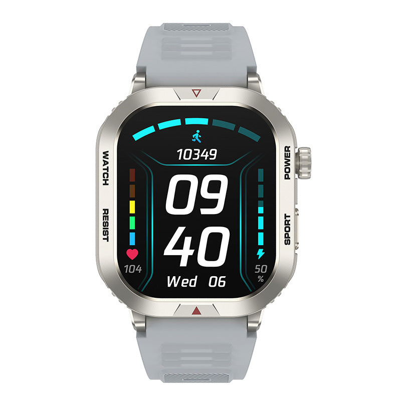 Silver smart watch with HD digital fitness display
