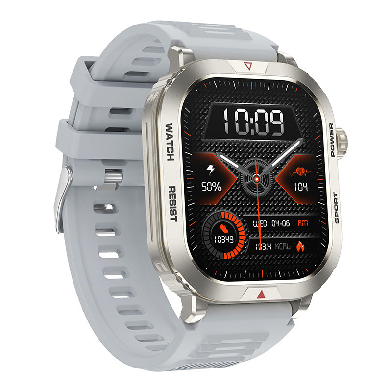 Silver Bluetooth smart watch with sporty orange display