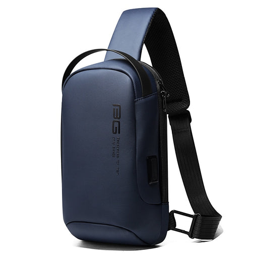 Front view of the BANGE Waterproof Tech Sling Bag showing its sleek compact design and adjustable crossbody strap.