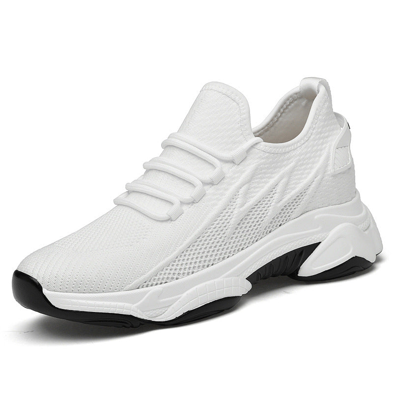 White lightweight breathable casual sneakers for men