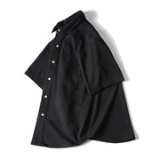 Minimalist short sleeve button-up shirt side angle