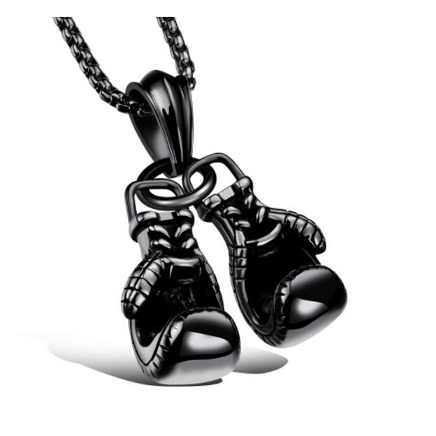 Black boxing gloves necklace pendant o whir background
