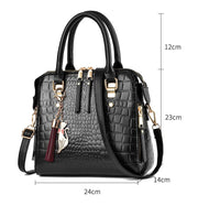 Black crocodile texture handbag with dimensions 24cm x 23cm x 14cm

