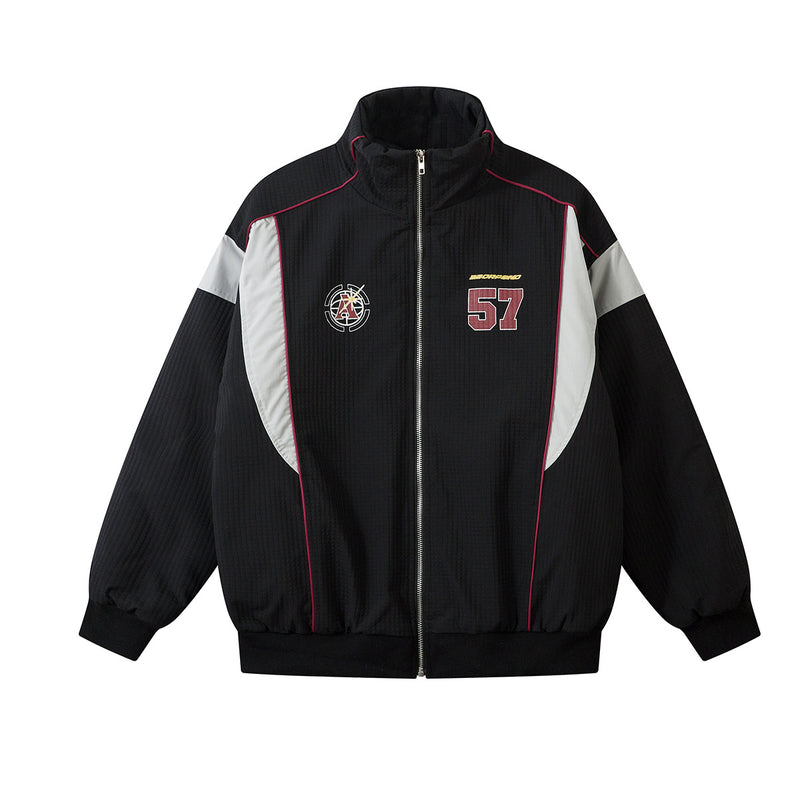 Black thermal streetwear jacket for men front view
