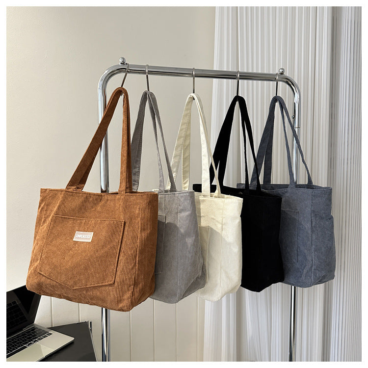Corduroy tote shoulder bags available in multiple colors
