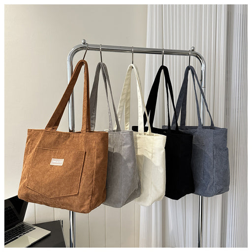 Corduroy tote shoulder bags available in multiple colors
