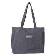 Dark gray corduroy shoulder tote bag front view
