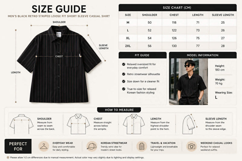 Men’s Retro Striped Loose Fit Short Sleeve Casual Shirt