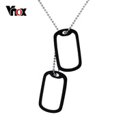 Minimalist double dog tag necklace outline design ith stainless steel hain for men