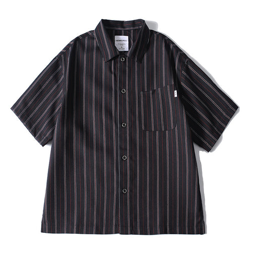 Men’s retro striped loose fit short sleeve shirt