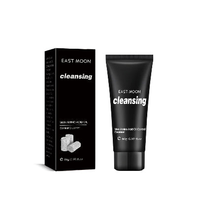 Men’s amino acid face wash cleanser in black tube with box – gentle clean and brightening