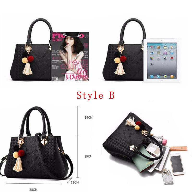 Style B women's handbag dimensions and interior storage capacity
