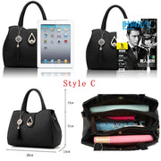 Style C women's handbag size comparison and interior compartment layout
