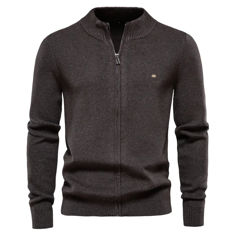 Solid Color Zipper Sweater for Men